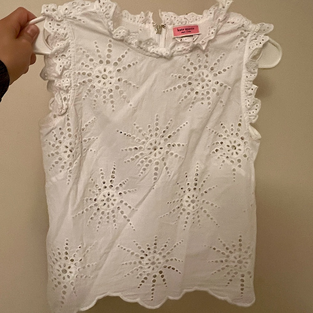 Kate Spade High Neck Tank with Embroidered Flowers